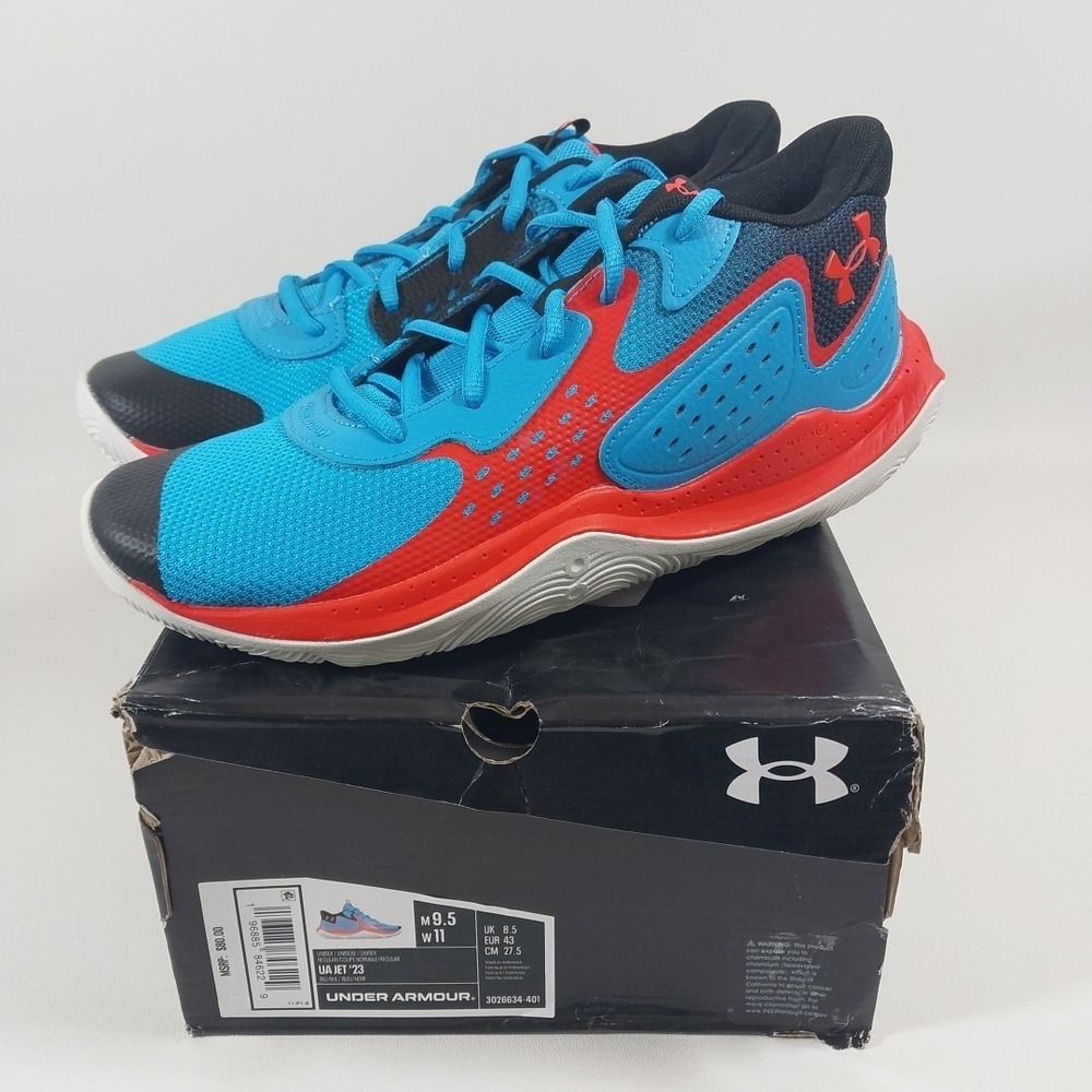 NWB-UNDER ARMOUR JET '23 UNISEX SHOES BLUE/Red SIZE M 9.5